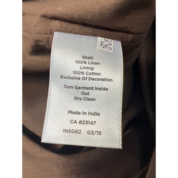 Talbots NWT Brown Linen with White Embroidery Sleeveless Shift Dress - Picture 8 of 8